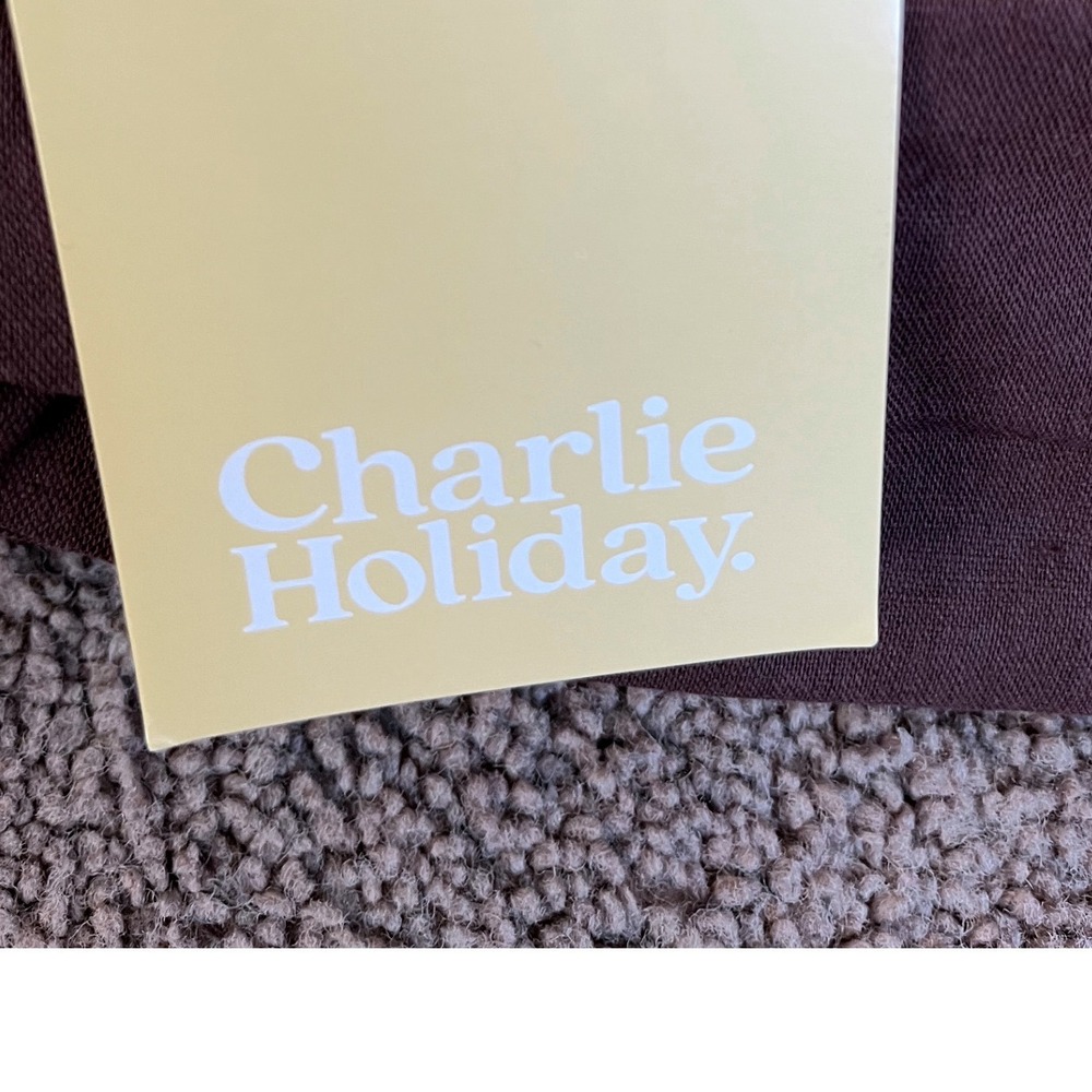 Charlie Holiday Diana Chocolate Brown Linen Blend Smocked Bow Crop Top S (4) NEW - Picture 3 of 10